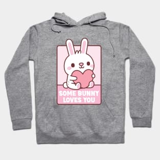 Cute Rabbit Some Bunny Loves You Valentines Pun Hoodie